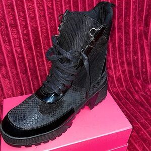 Tall Black wedge sneaker boot